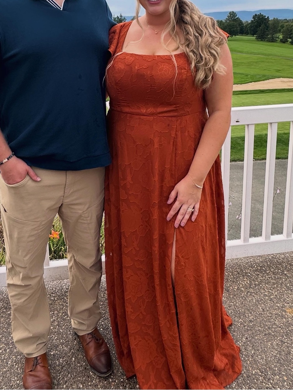 Azazie Orange Burnout Floral Bridesmaid Dress A 20 XL